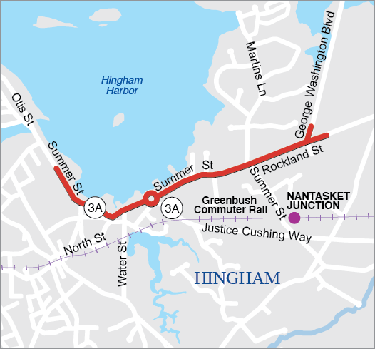 HINGHAM: IMPROVEMENTS ON ROUTE 3A FROM OTIS STREET/ COLE ROAD, INCLUDING SUMMER STREET AND ROTARY; ROCKLAND STREET TO GEORGE WASHINGTON BOULEVARD 